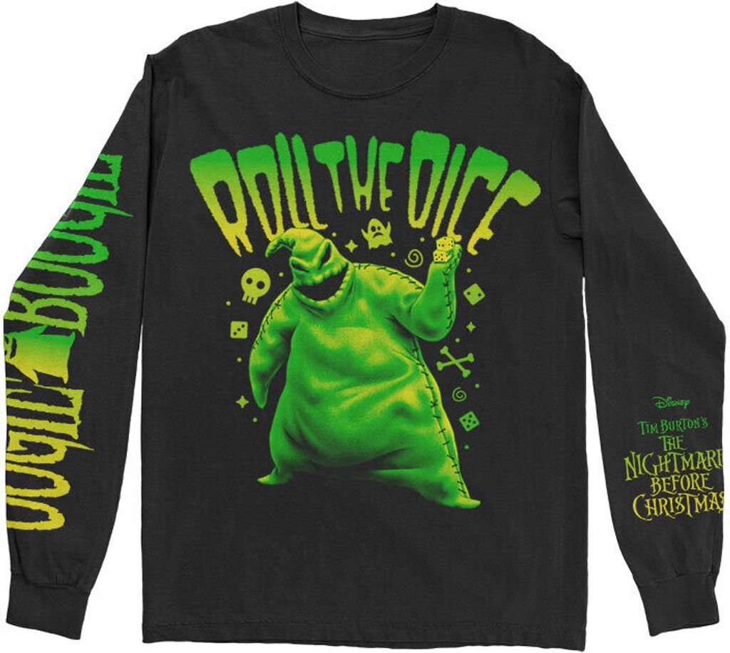Nightmare Before Christmas - "Roll The Dice" T-Shirt für Herren/Damen Uni Langärmlig RO4610 (M) (Schwarz)