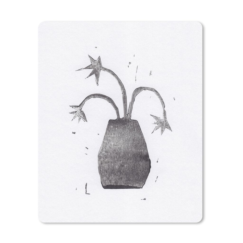 MuchoWow Mauspad Mousepad Pflanze - Vase - Schwarz - Weiß - Blume 30x40 cm - Mousepads - Maus Mat - Pad - Mausunterlage - Mausmatten