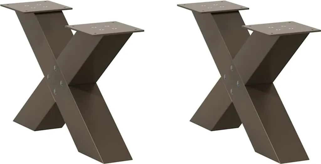 Supporti Tavolino X Acciaio Naturale 60x30 cm - Kit 2 Gambe Hommie