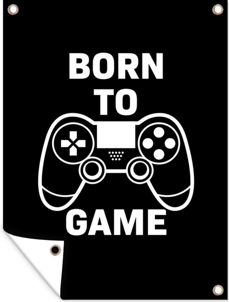 MuchoWow 30x40 cm Outdoor-Poster Gartendeko Sichtschutz Garten Poster für den Garten Gaming - Zitate - Controller - Zum Spielen geboren - Schwa...