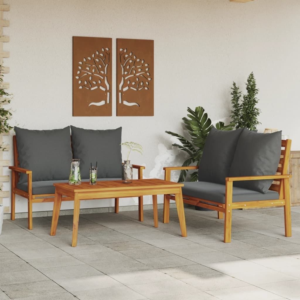 Maison Exclusive - 3-tlg. Garten-Lounge-Set mit Kissen Massivholz Akazie