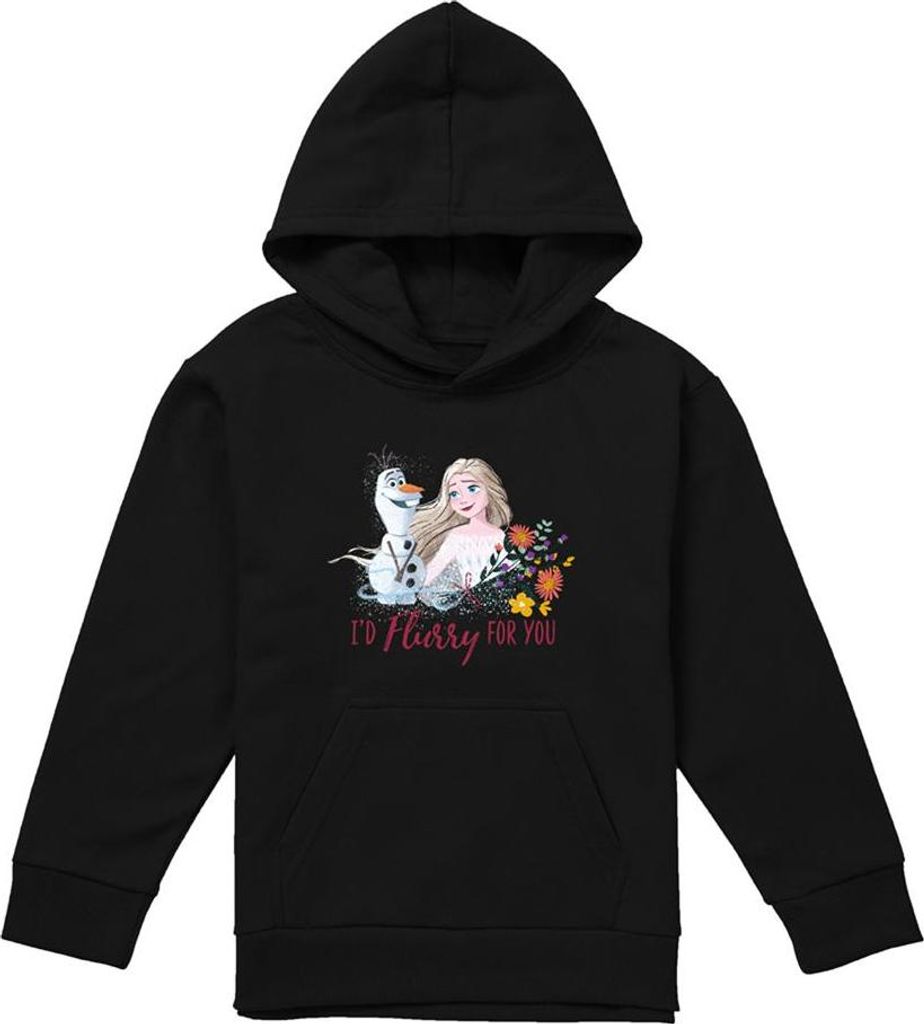 Frozen - "I'd Flurry For You" Hoodie zum Überziehen für Kinder, Valentinstag TV22346 (128) (Schwarz)
