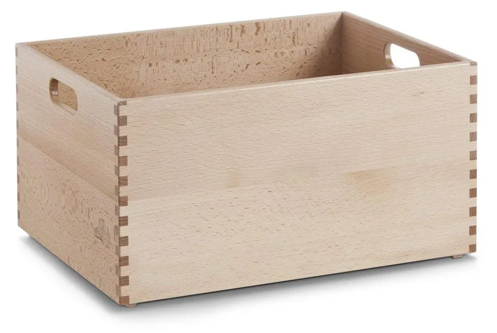 Boîte en hêtre verni de haute qualité, bac de rangement solide 40 cm