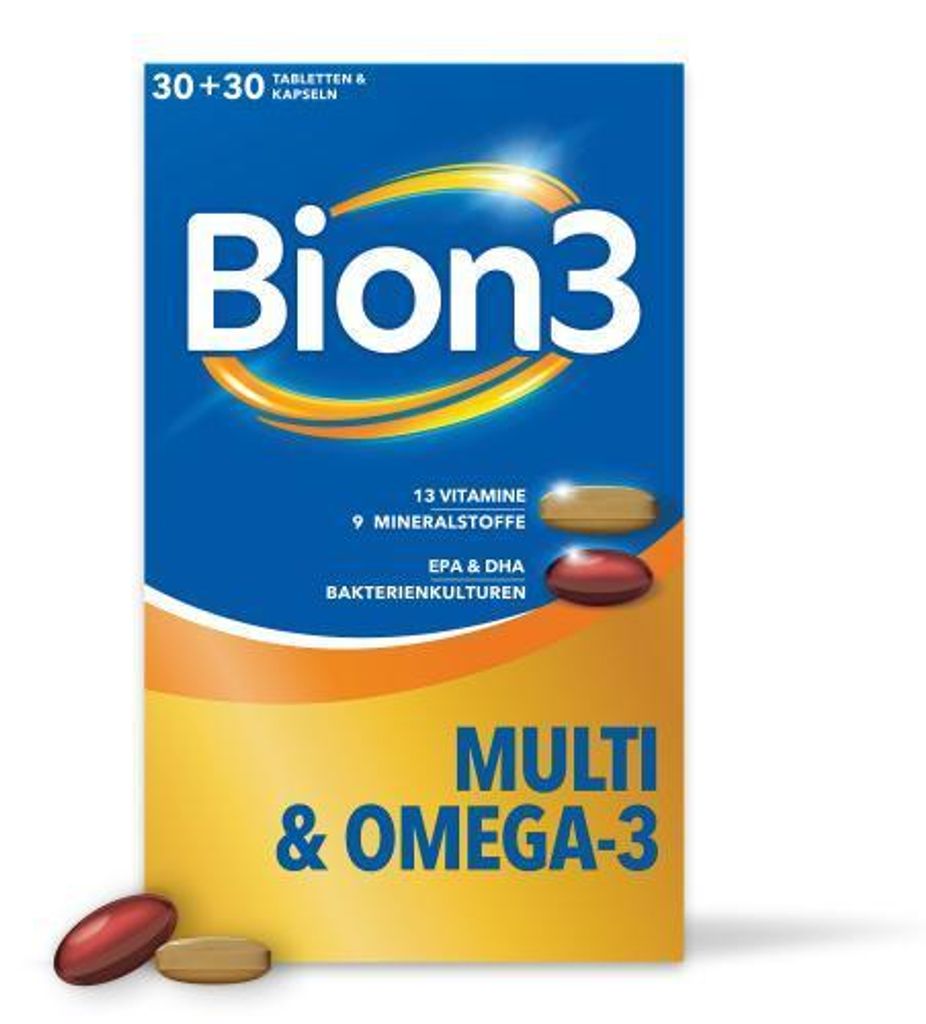 Bion3 Multi+Omega-3 kombinované balenie 30 tabs + 30 kapsúl Obrázok produktu 