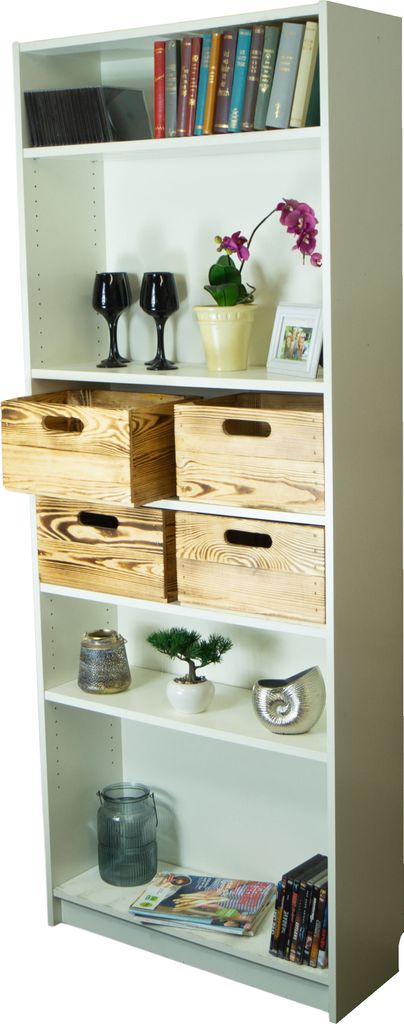 4er Set Holzkiste in geflammt kleine Einschubkiste Schublade passend für Billy-Regale 36x25x20cm