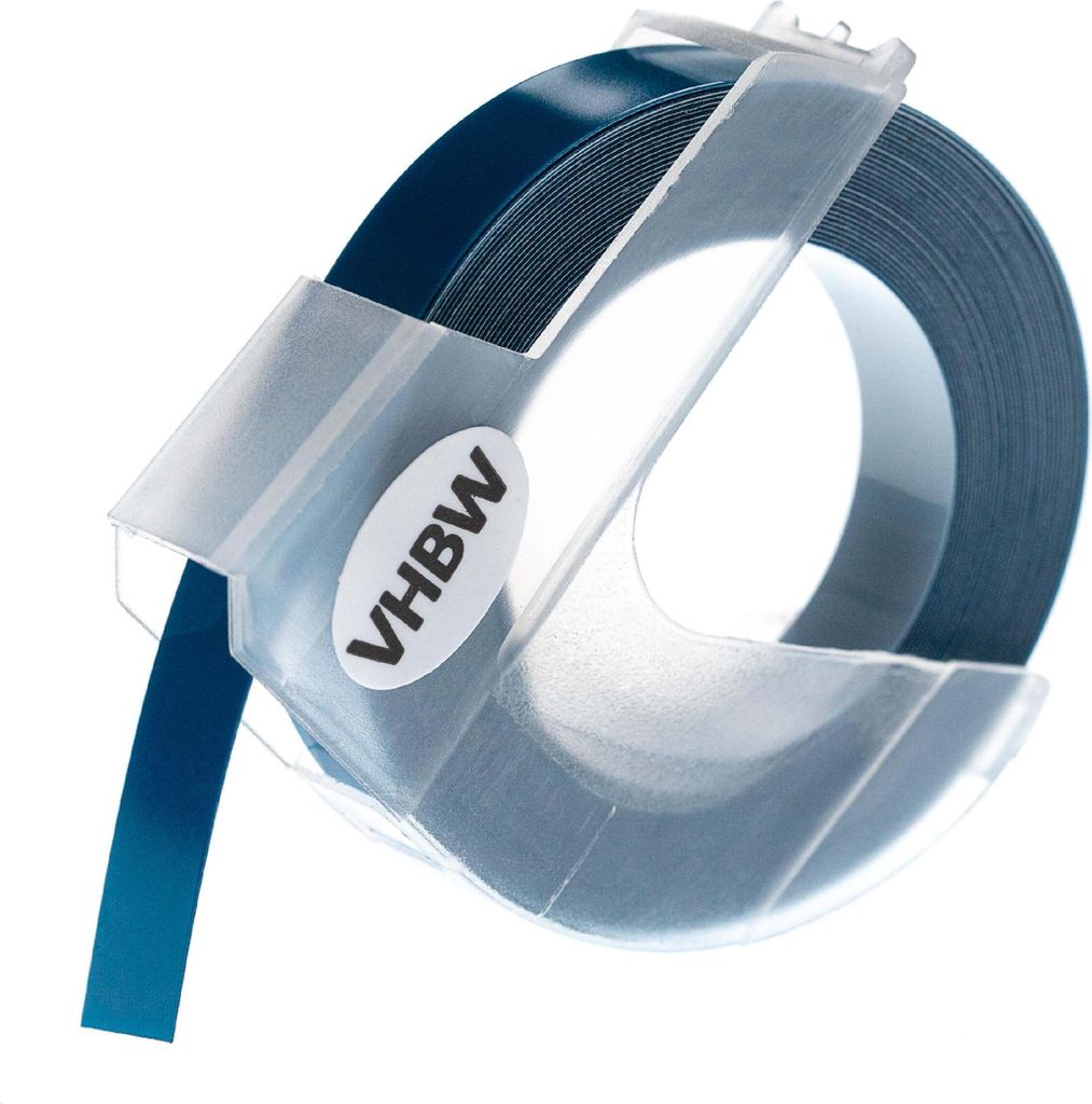 vhbw 3D Prägeband-Schriftband-Kassette kompatibel mit Dymo SO720020 1540, Organizer Xpress 12965 Etiketten-Drucker 3m x 9mm Weiß auf Dunkelblau