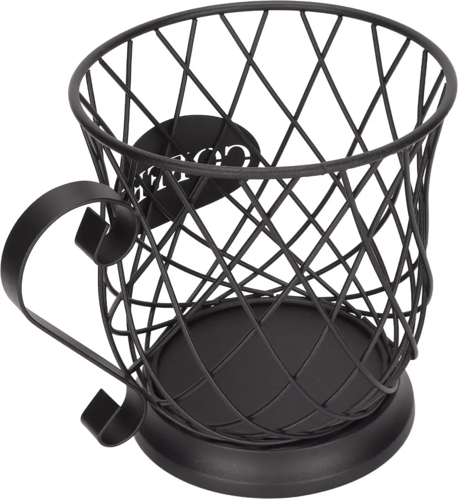 Aliaga Support rustique pour capsules de café - Rangement de tasses K avec couvercle en bois - Décoration de panier à café rond pour plan de travail de cuisine pour capsules