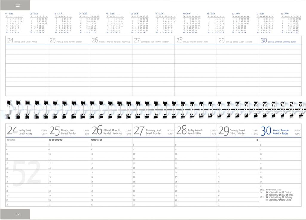 2026 Güss Tischquerkalender 30x10cm 1W. = 2S. Produktbild 