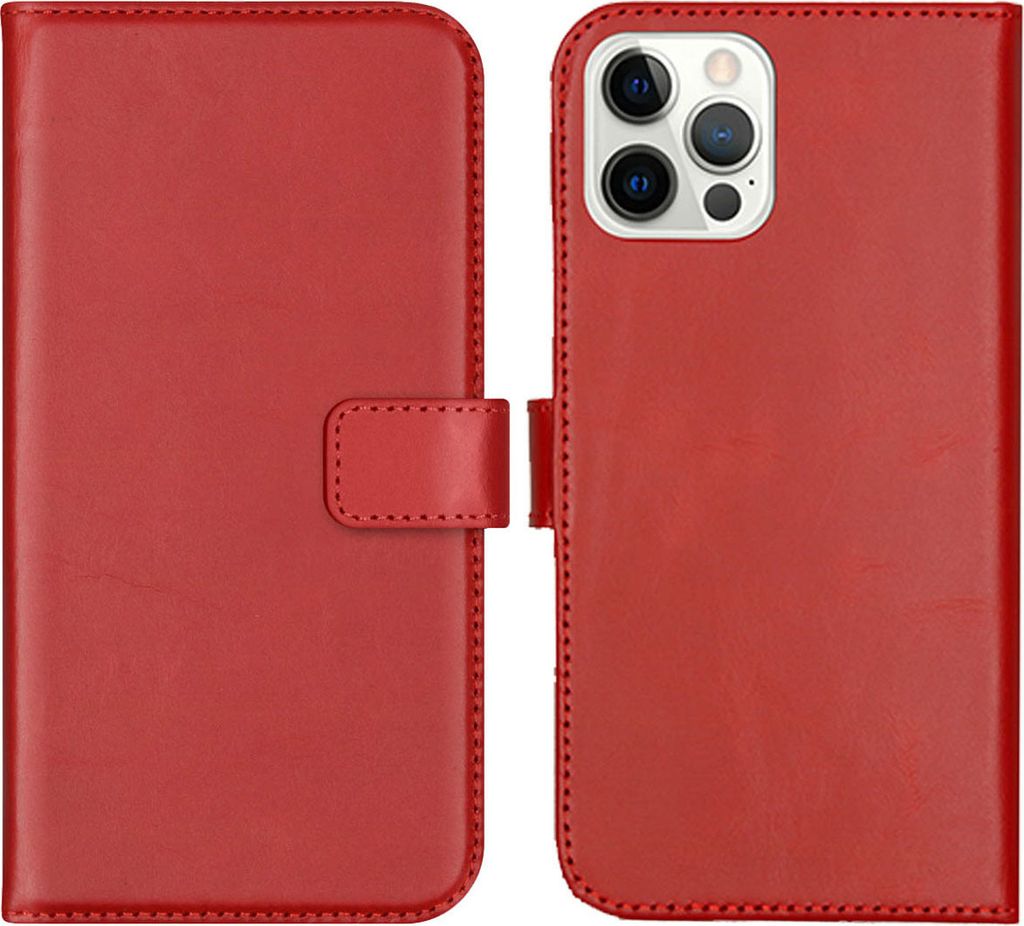Selencia Echtleder Klapphülle iPhone 12 (Pro) - Rot Produktbild 