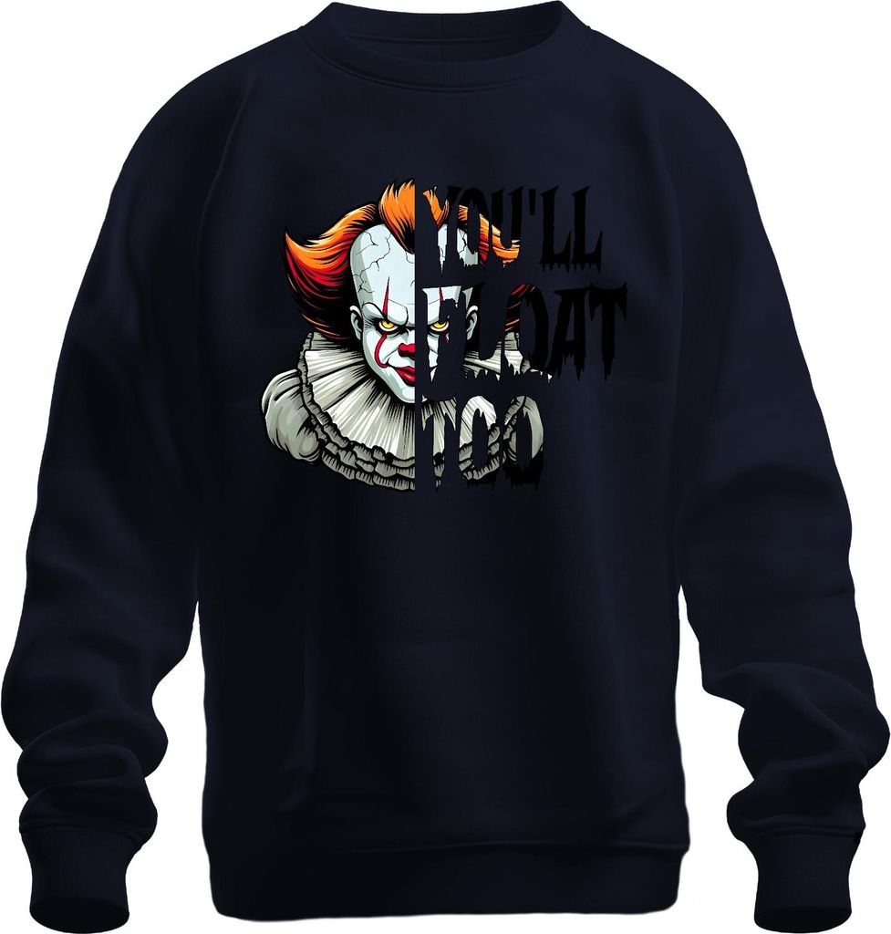 Pennywise Horror Clown Grusel Halloween Retro Vintage Unheimlich Uni Sweatshirt Pullover, Navy, XL