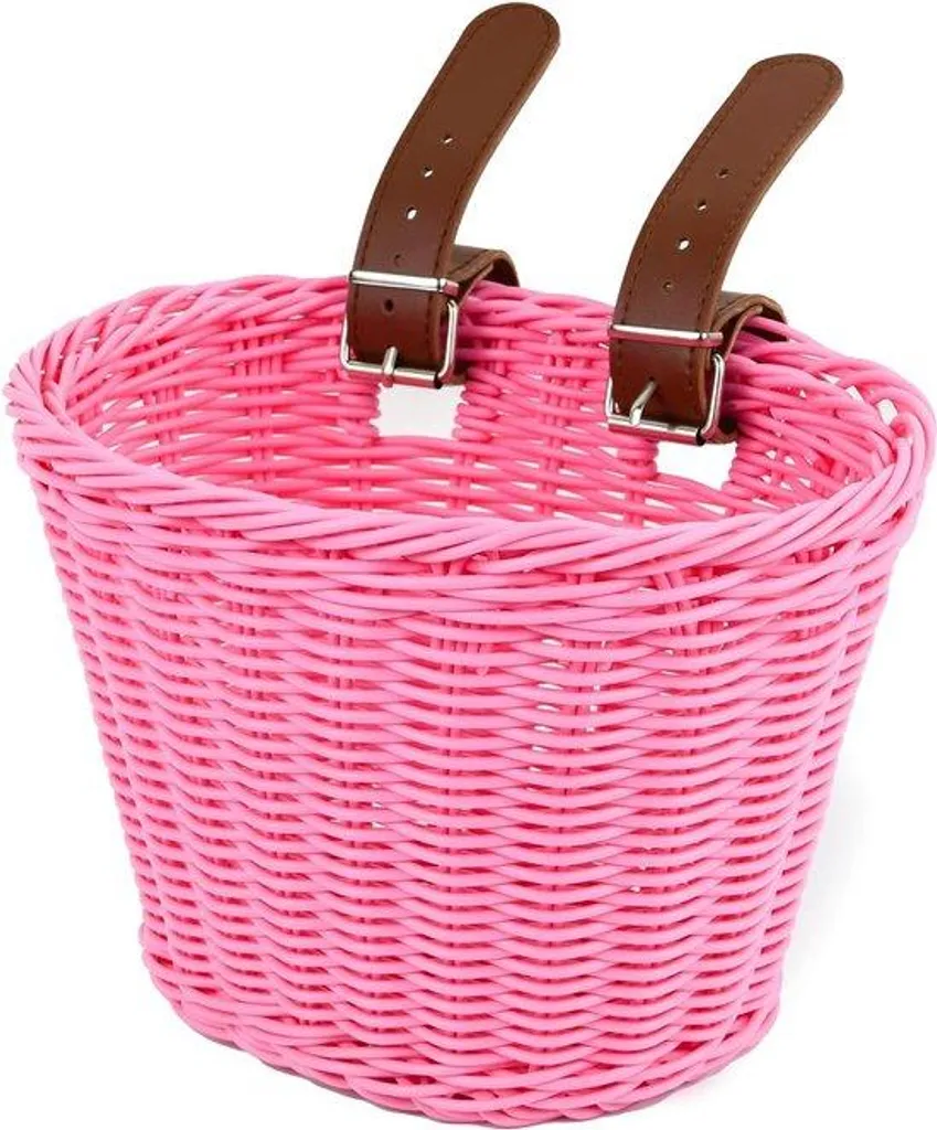 Panier de vélo rose pour doudou et goûter des enfants à vélo