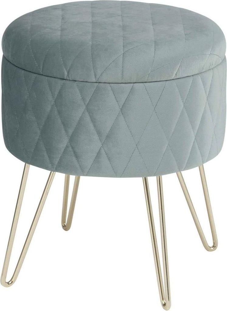 Happyment Deluxe Sitztruhe – Hocker mit Stauraum – Turquoise – Samt – Deckelbox – 31,5x31,5x36cm