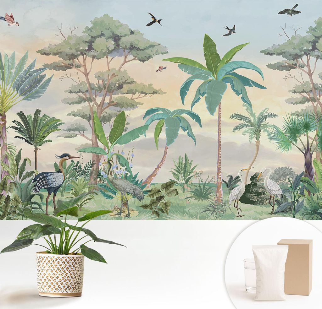 Fototapete - 152x104 cm - Tapete - Wandtapete - Wandbilder - Dekofolie - Tapete Folie - Wand - Dekoration - Wohnzimmer - Exotische Flora