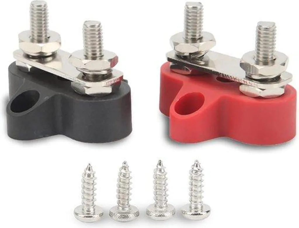 Bloc de jonction électrique M6 48V 80A - Pôle Positif/Négatif Isolant