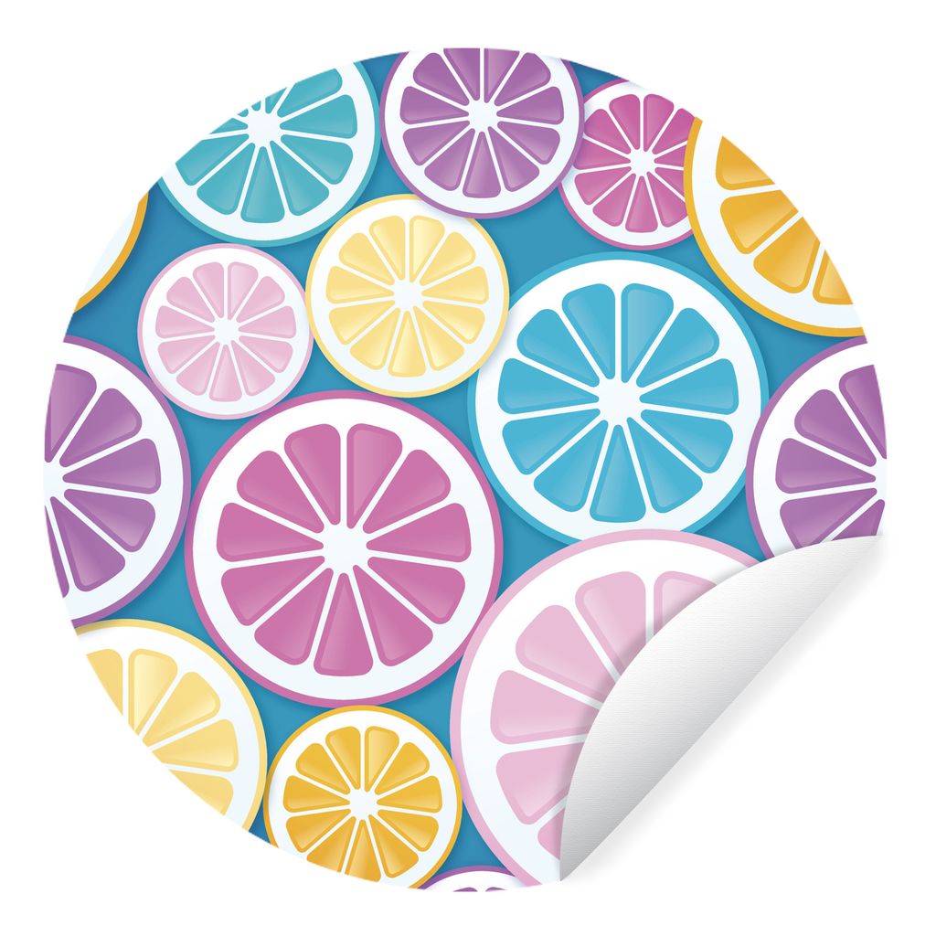 MuchoWow Runde Wandtattoo - Wandsticker Tapete Aufkleber Obst - Grapefruit - Tropisch Ø 30 cm Selbstklebend und Repositionierbar - Wandaufkleber...