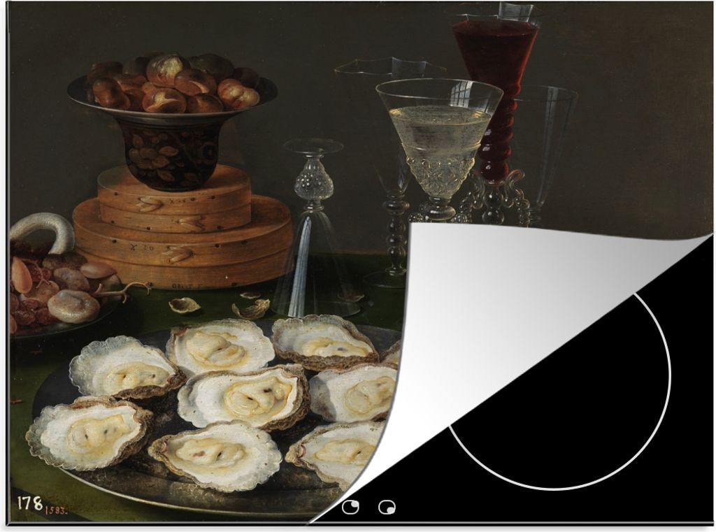 KitchenYeah Herdabdeckplatte Stilleben - Gemälde von Osias Beert , 59x51cm, Küche Deko, Glaskeramikfeld Herdabdeckung, Abdeckplatte fùr Kochfeld