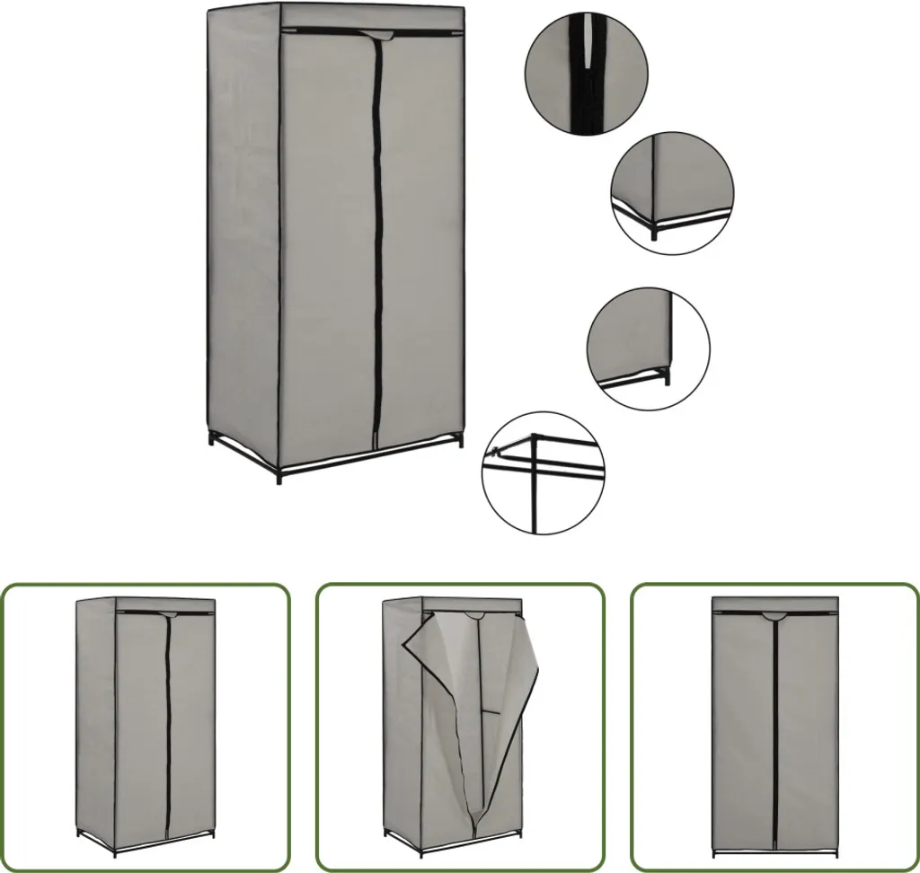 The Living Store Guardaroba in Ferro e Tessuto Grigio 75x50x160 cm