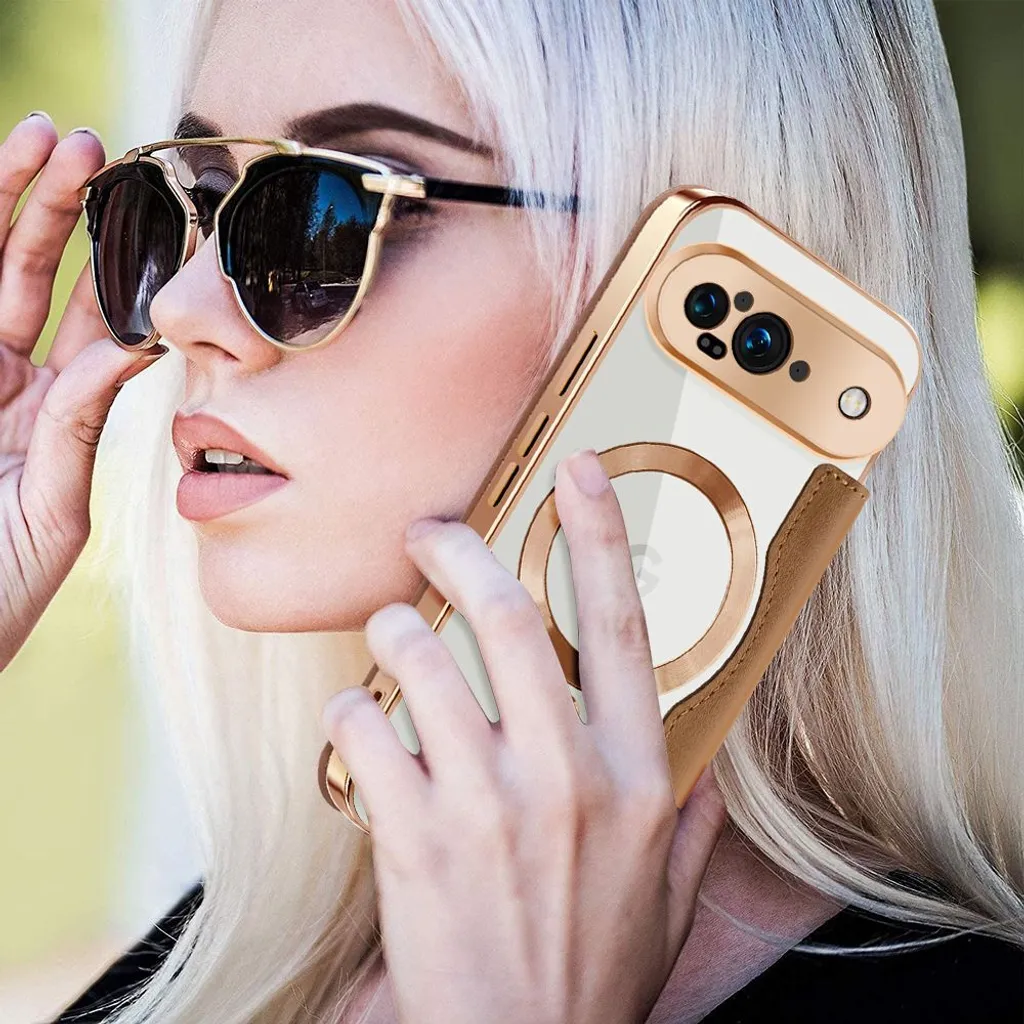 Suncase Custodia In Pelle Per Google Pixel 7a - Colore Cognac, Con Custodia In Silicone Trasparente E Chiusura Magnetica