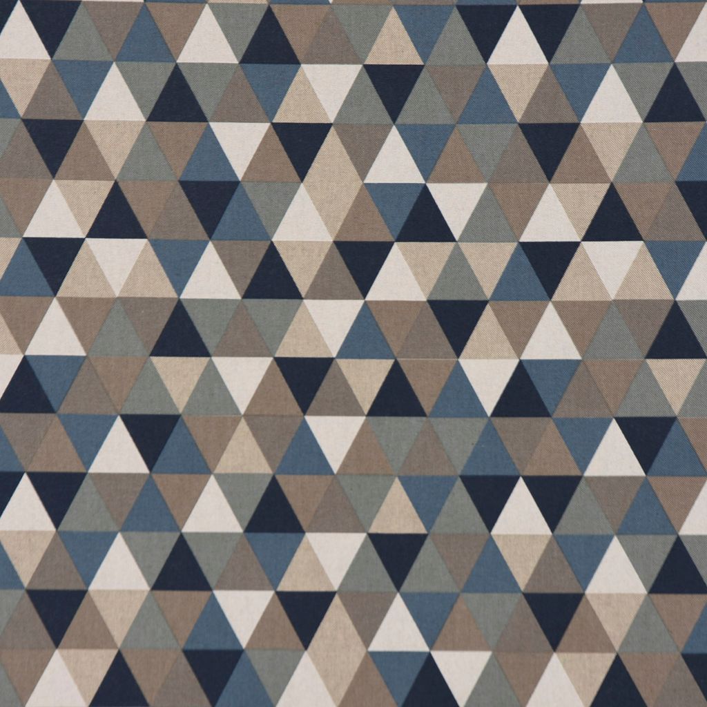 Dekostoff Halbpanama Leinenlook Dreiecke blau grau 1,40m Breite