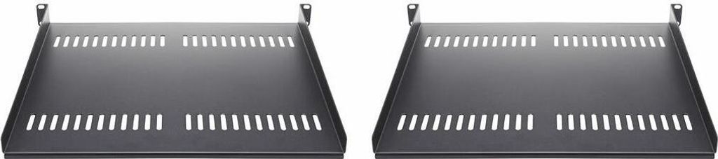 StarTech.com 2-Pack 1U Server Rack Shelf, Vented, 44lb Capacity, 16" Deep (CABSHELF116V2PK)