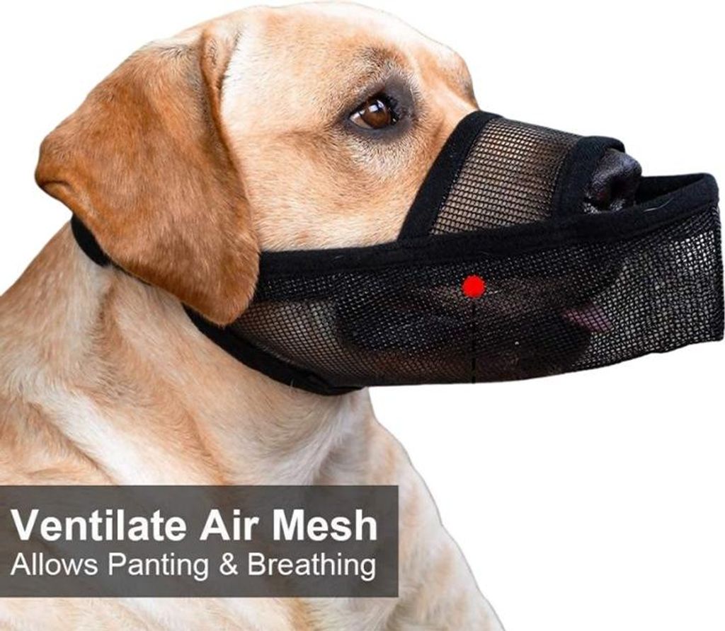 INF Atmungsaktiver Hunde Maulkorb aus Mesh - Beißschutz, Leckschutz, Kurze Schnauze M