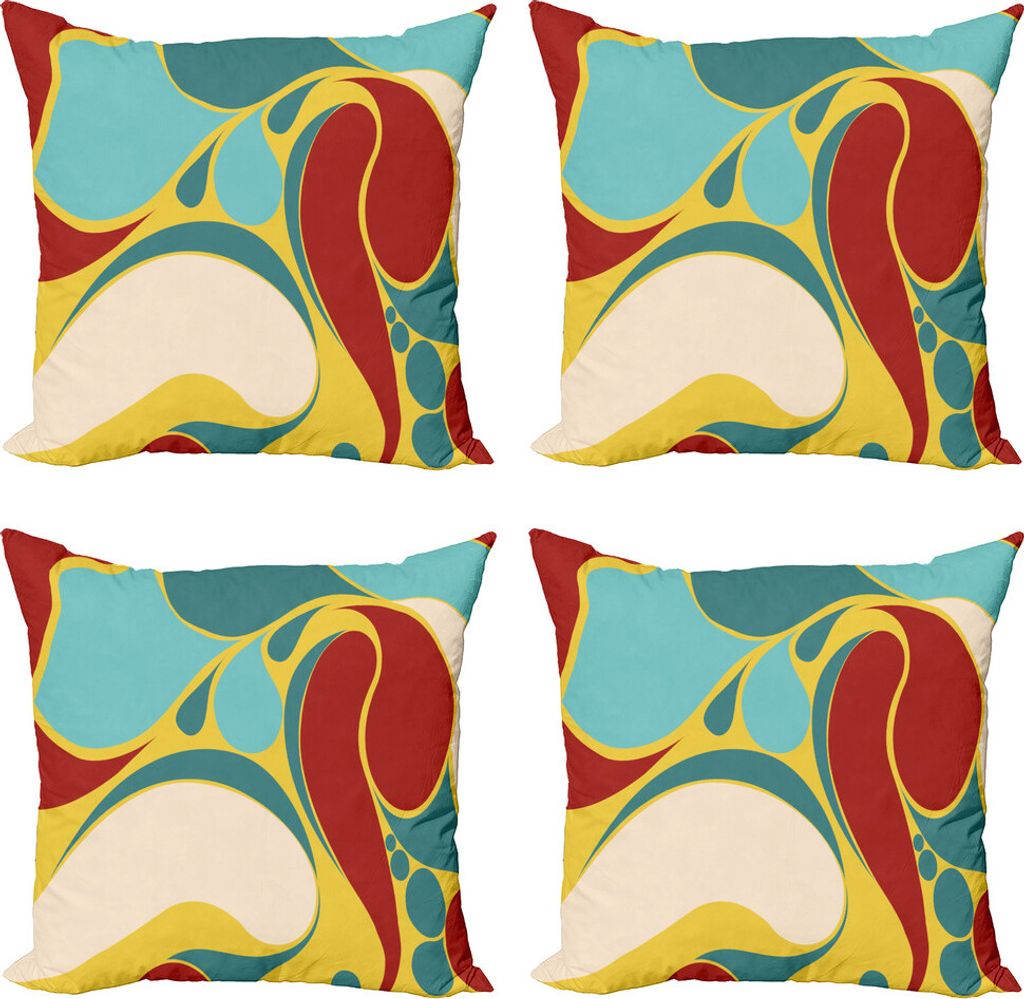 ABAKUHAUS urban Graffiti Kissenbezug Set (4 Stück), Wasser Marbling, Moderner Doppelseitiger Digitaldruck, 50 cm x 50 cm, Mehrfarbig