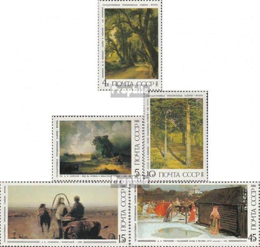 Briefmarken Sowjetunion 1986 Mi 5615-5619 (kompl.Ausg.) postfrisch Gemälde russischer Maler