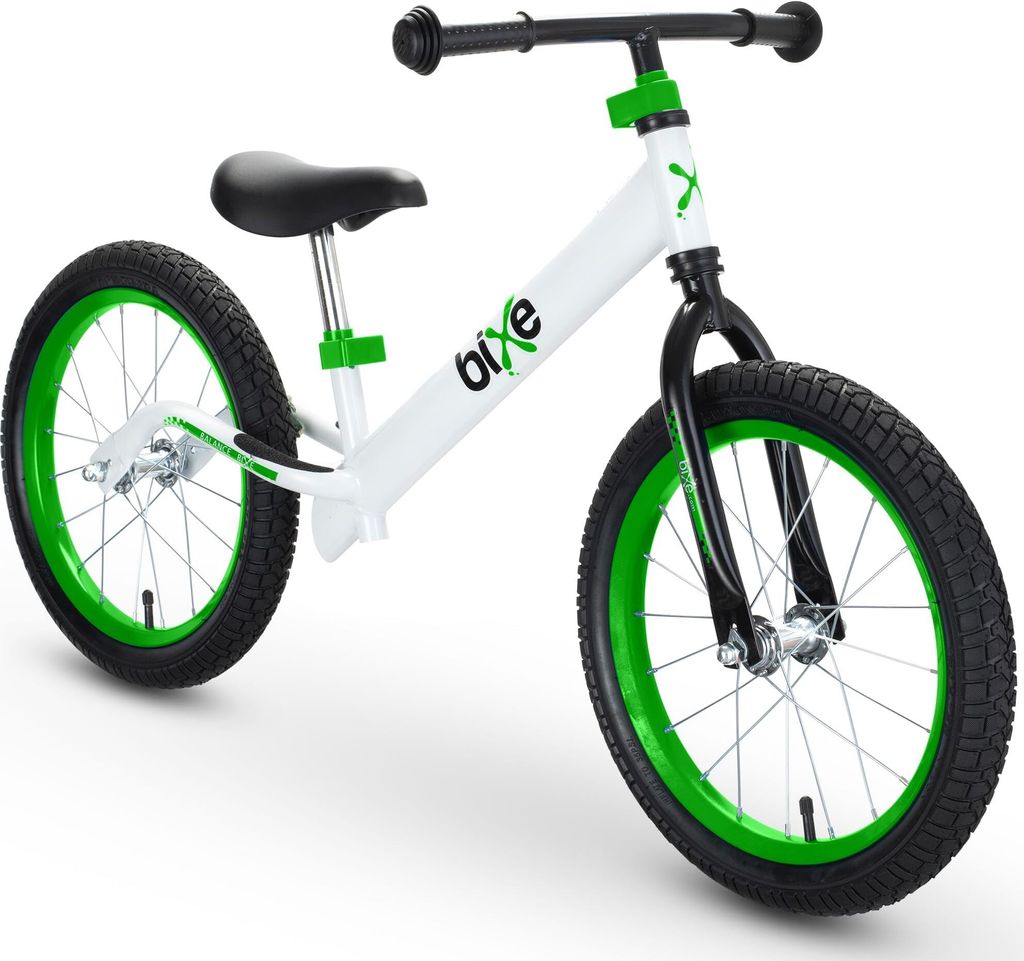Bixe 16 Zoll Laufrad ab 5 Jahre grün - Balance Bike für große Kinder im Alter von 5 bis 9 Jahren - Fahrrad ohne Pedale mit Luftreifen - für Jun...