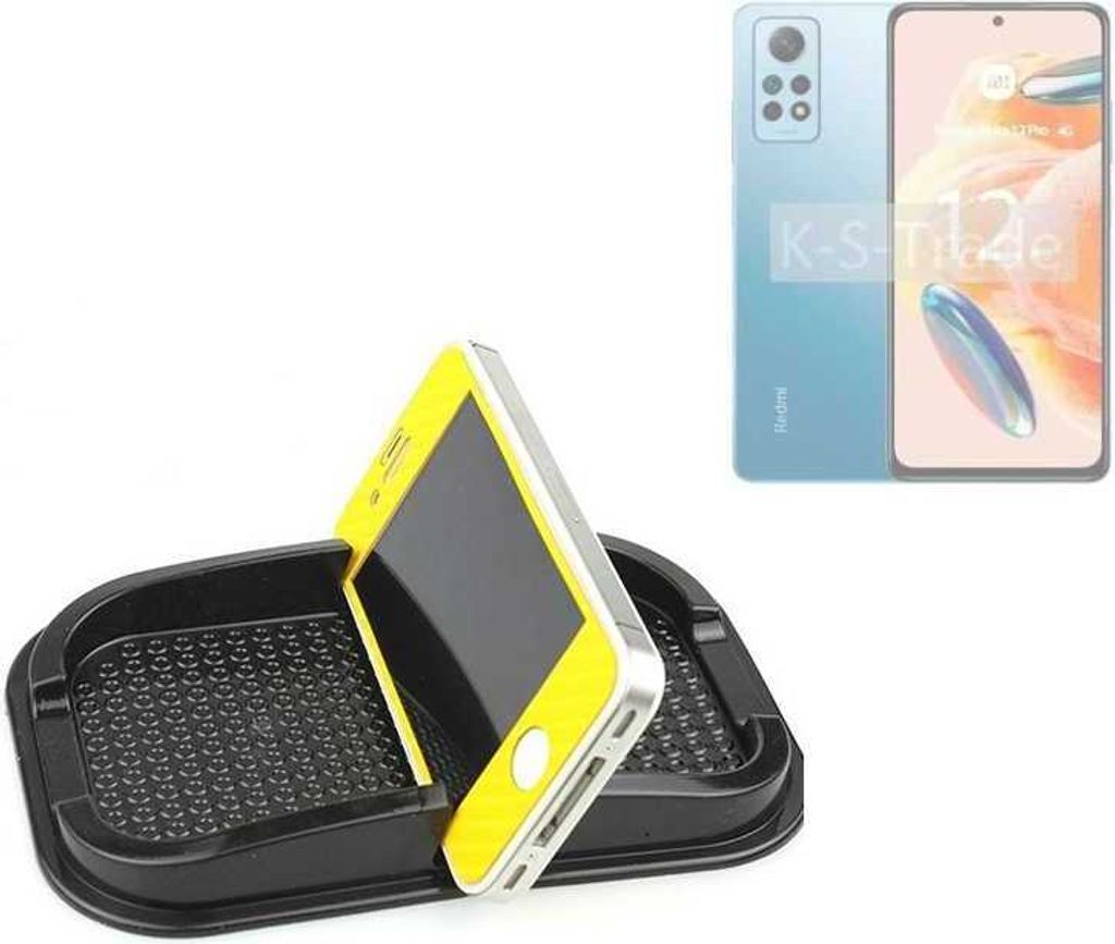 K-S-Trade Auto Anti Rutsch Matte Smartphone-Halter kompatibel mit Xiaomi Redmi Note 12R Pro Haft Pad Armaturenbrett Handy-Halterung Silikon