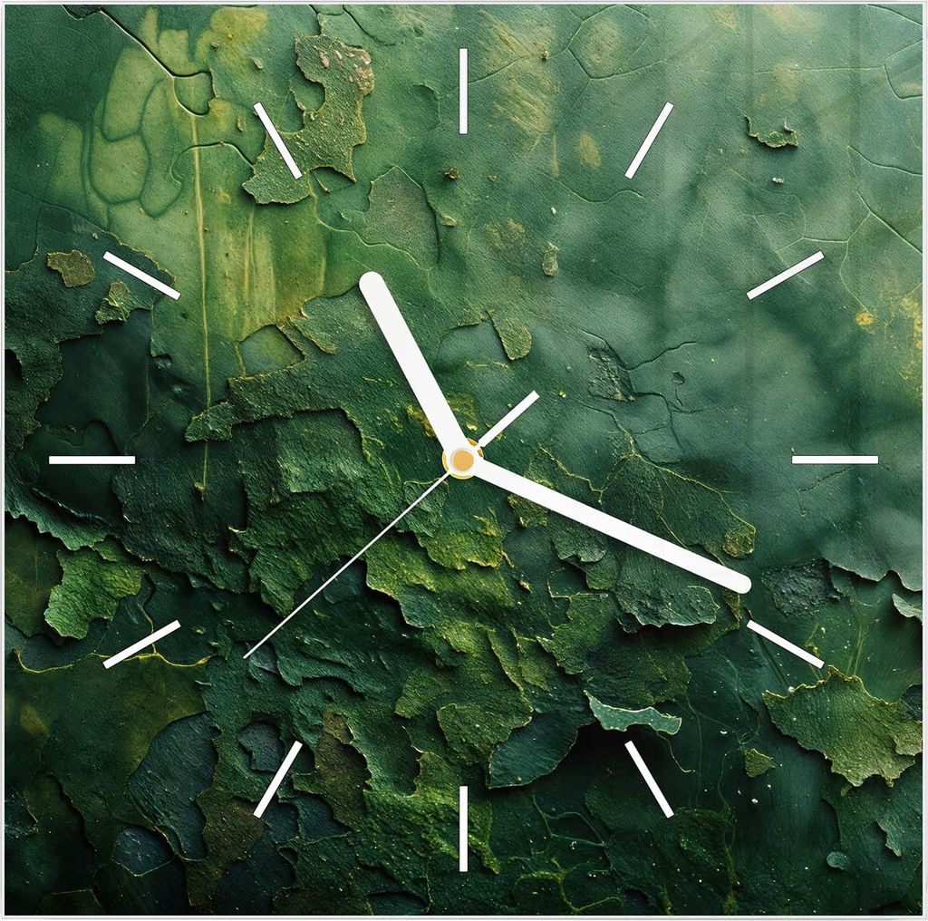 Wanduhr aus Glas mit Motiv Verwitterte Oberfläche- 30 x 30 cm - inkl. Aufhängesystem