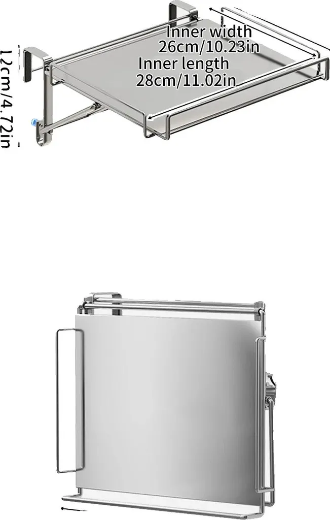 Meuble de rangement avec plateau escamotable - Acier Inox série Silver