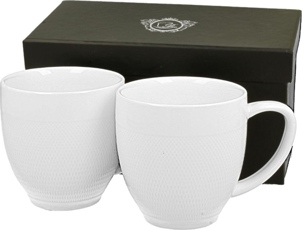 DUO 2er-Set Diamant 370 ml weißes Porzellan Tassen für Kaffee Tee Geschenk
