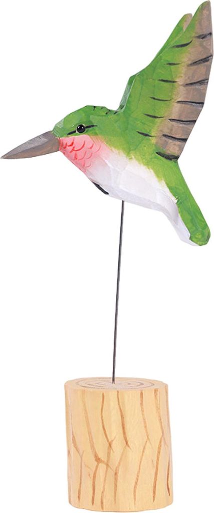Holzschnitzerei Kolibri-Ornament mit Baumstumpf/Glocke, handgefertigte Vogelfigur, Statue, Skulptur, Home Office, Schreibtisch-Dekoration
