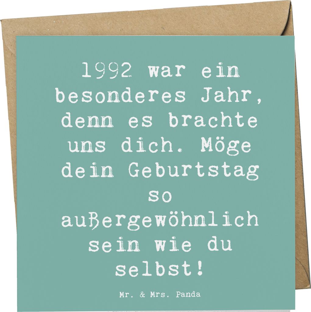 Mr. & Mrs. Panda Glückwunschkarte Spruch 1992 Geburtstag - Meeresbrise - Geschenk, anlasskarte, herzerwärmende Ode, Grußkarte, Klappkarte, Alter...