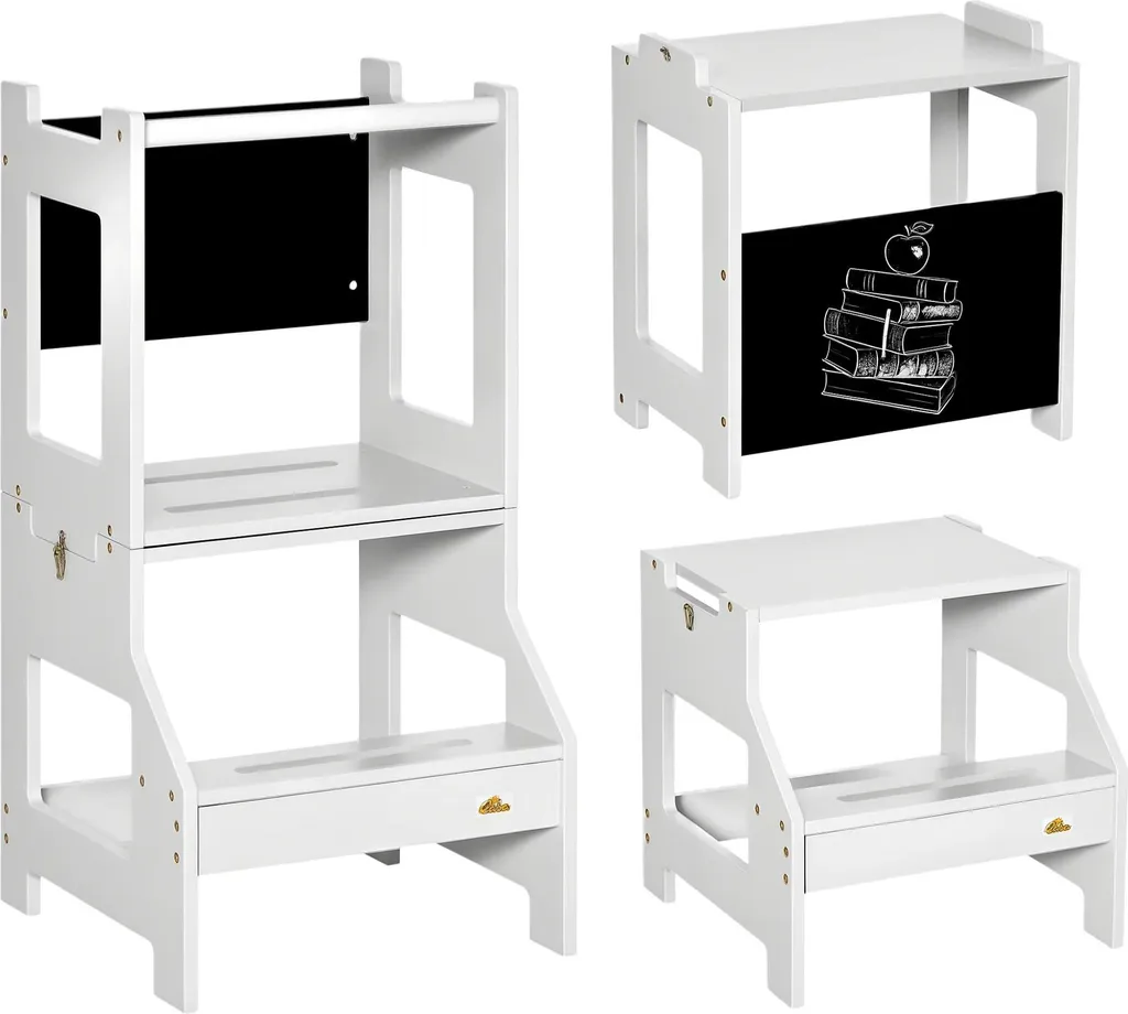 Tour d'éveil 2 en 1 grise : sécurité maximale et tableau blanc créatif