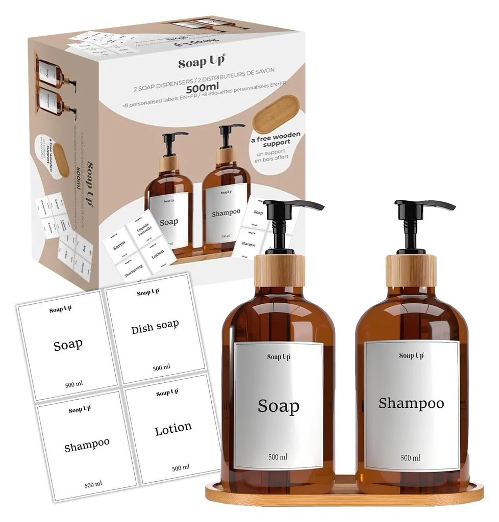 Distributeur de savon 50cl OriginalCorner avec support bambou élégant