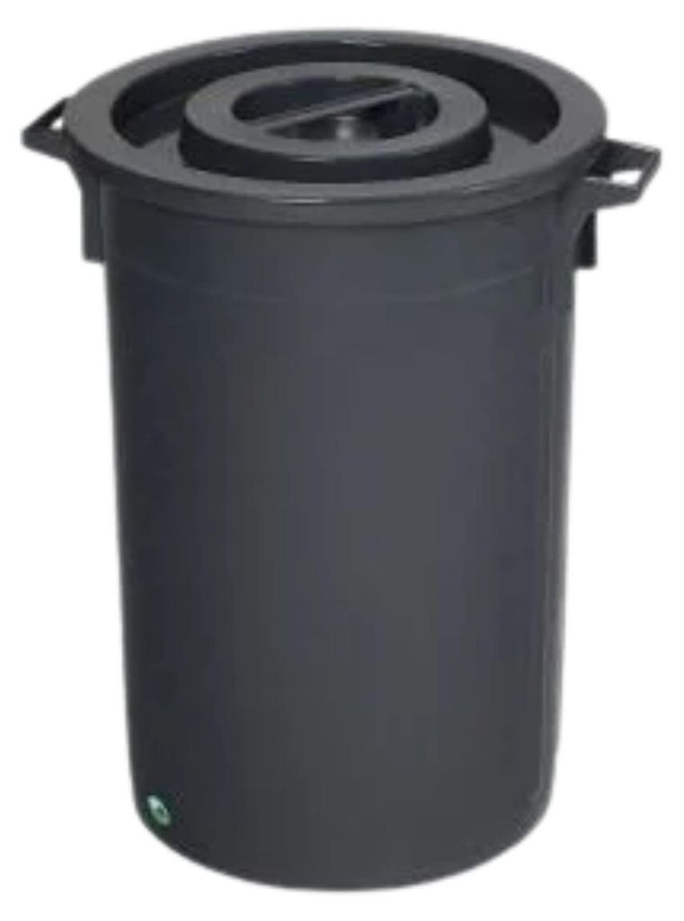 Robuster Abfallsammler mit Deckel | Stapelbar | 45 Liter, HxBxT 48x42x42cm | Kunststoff | Schwarz