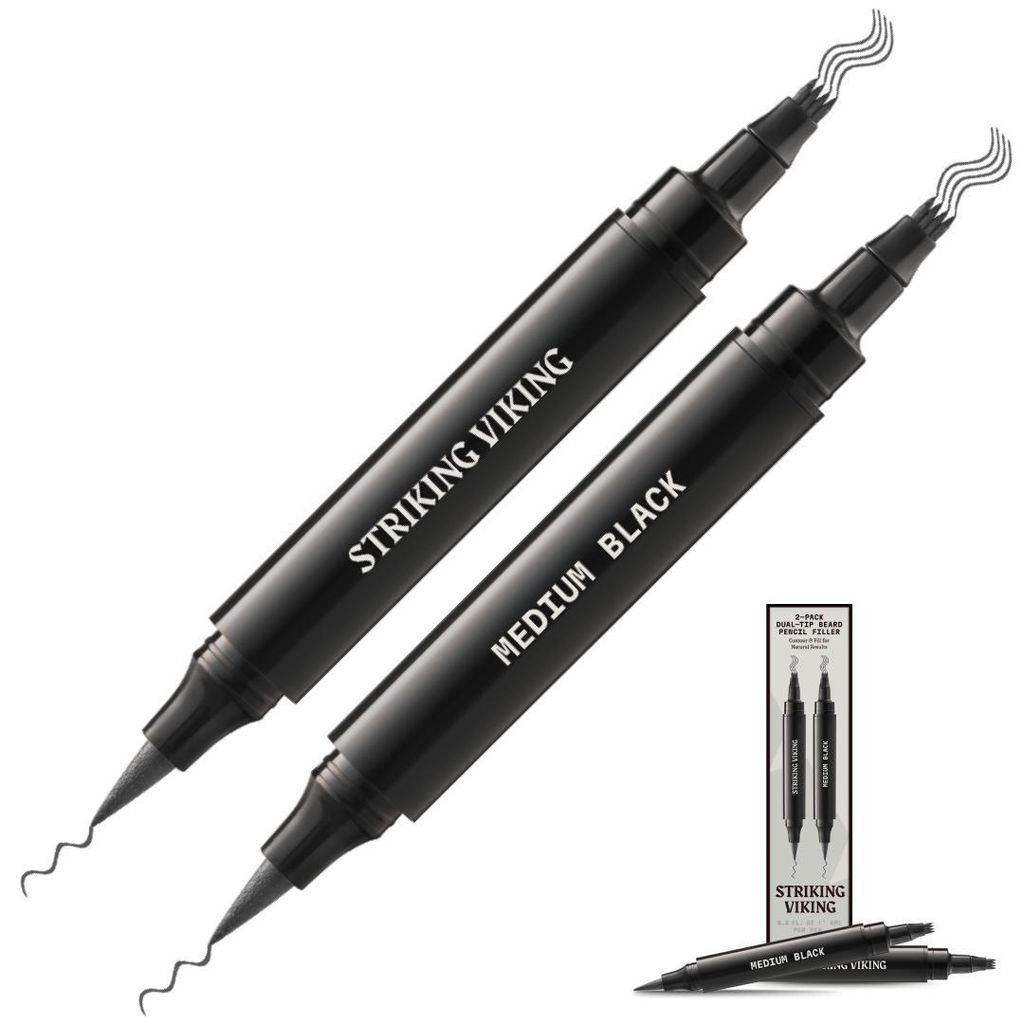 Bartauffüllstift - Doppelspitze (2er-Pack) - Mittel Schwarz Produktbild 