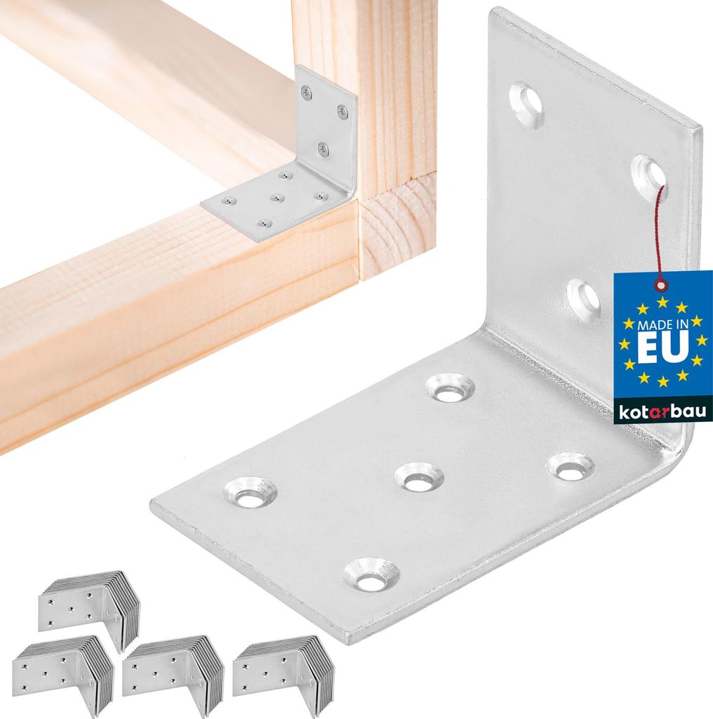 KOTARBAU 50 Stk. Winkelverbinder 55 x 45 x 35 mm verzinkter Stahl Silber Schwerlastwinkel Balkenverbinder Möbelwinkel Winkelblech Holzverbinder ...