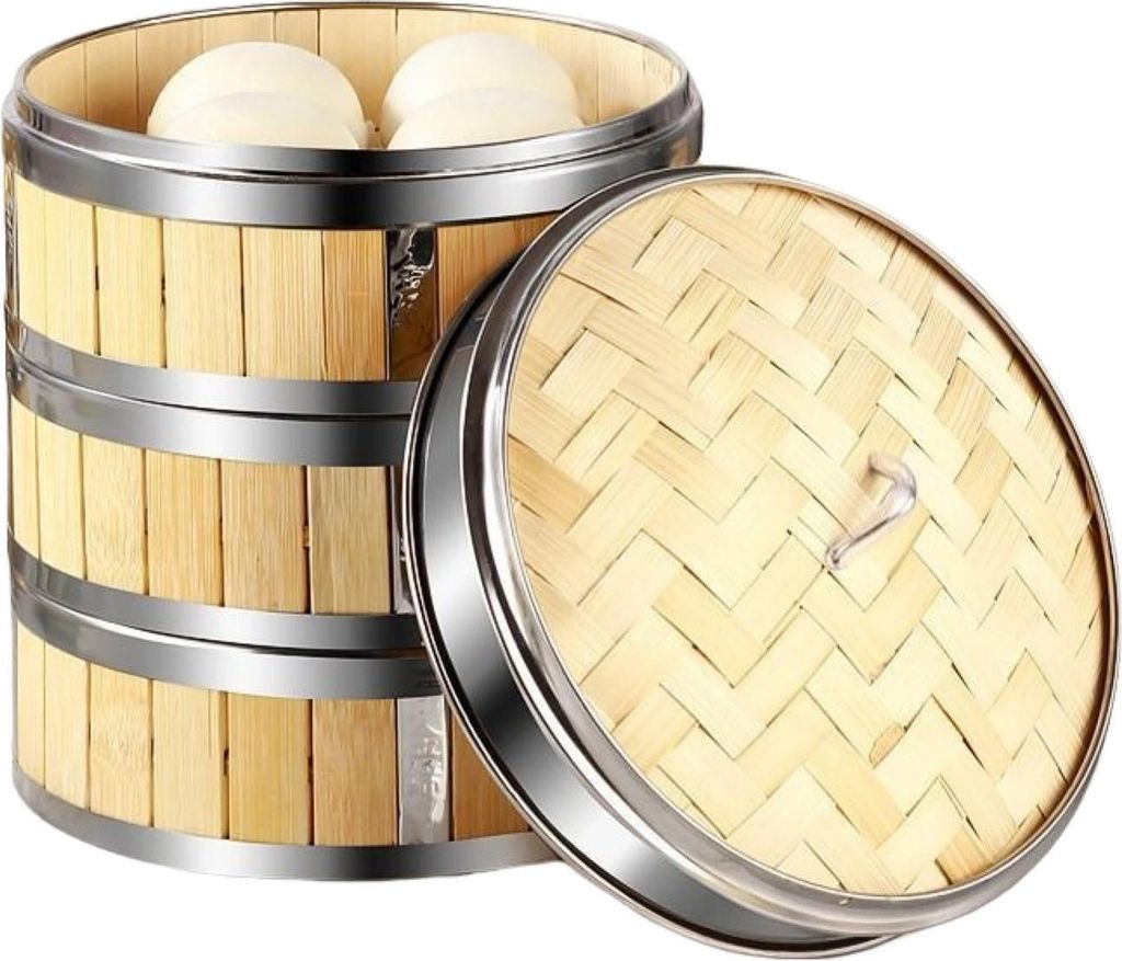 Handgefertigter Dampfkorb aus Bambus, Dampfgarer für Teigtaschen, lebensmittelecht, BPA-frei, umweltfreundlich, Brötchen, Teigtaschen, Bambusdäm...