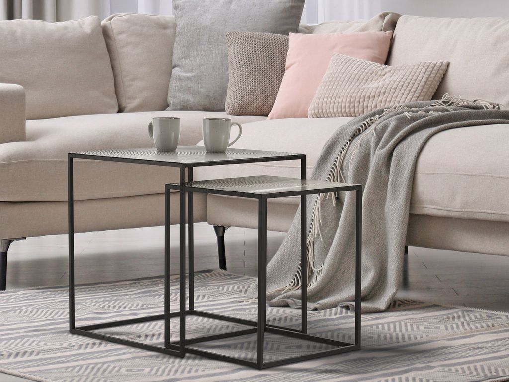 Couchtisch 2 teilig, ausgefallene Beistelltische für Sofas, Wohnzimmertisch