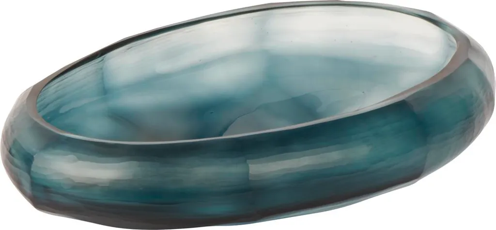 Coupe en verre taillé bleu fumé Boccioni 30x20 cm design italien
