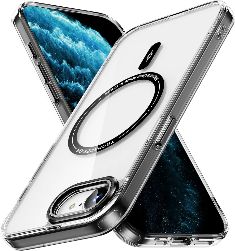Custodia iPhone 16e MagSafe Trasparente Nera - Protezione Antiurto