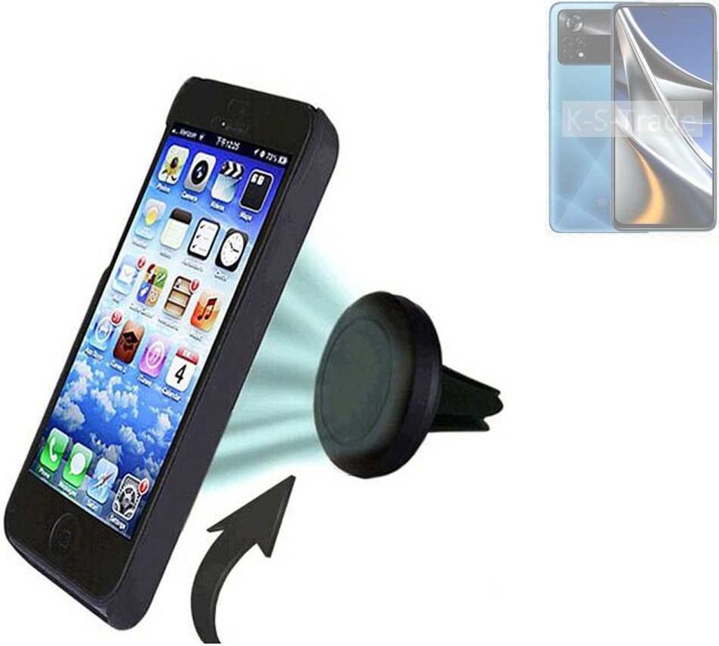 K-S-Trade Kompatibel mit POCO X4 Pro 5G Auto Handy Halterung KFZ Halter Lüftungsgitterhalterung Air Vent mount Smartphone Halter