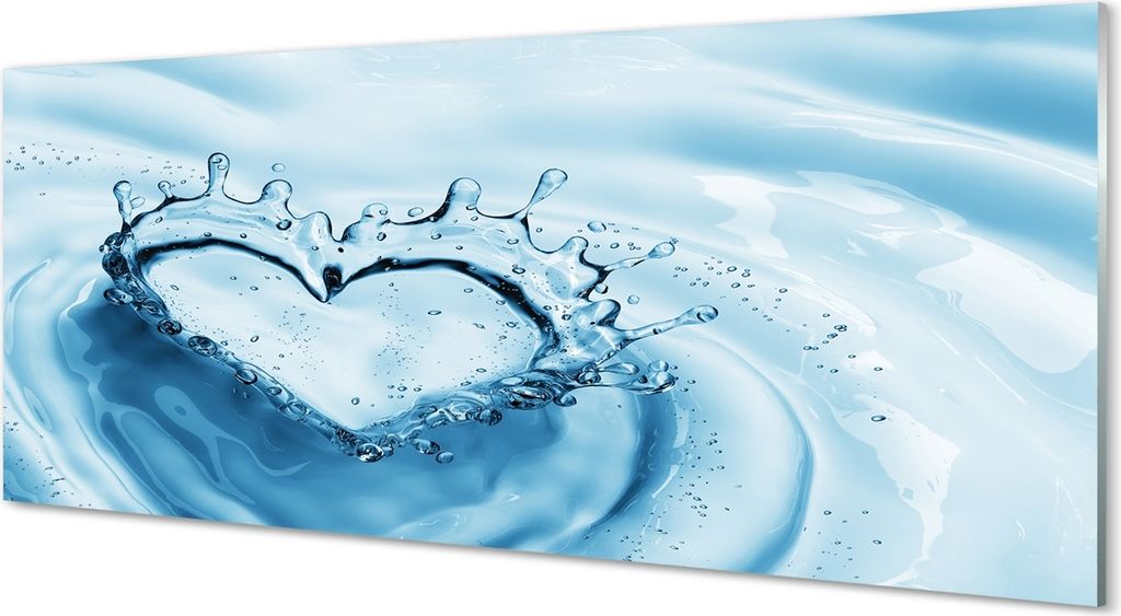Glasbilder 125x50 Wandkunst Wassertropfen Herz