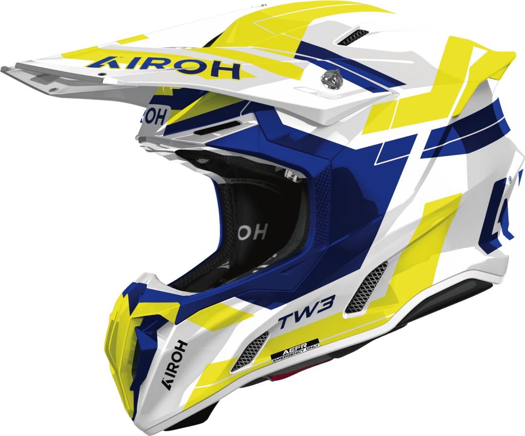 Airoh Twist 3 Dynasty Motocross-Helm, weiß/blau/gelb, 2XL (63)