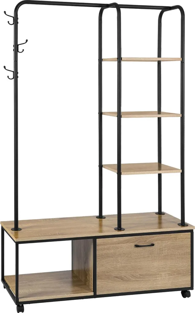Porte-manteau sur pied avec rangement chaussures noir 110x160x37,5 cm