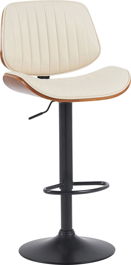 CLP Barhocker Clawson Kunstlederbezug Bugholz höhenverstellbar und drehbar Farbe:walnuss/creme;Gestell Farbe:schwarz