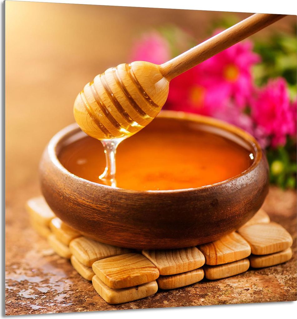 GLASPLATTE FÜR KÜCHE 60x65 Honig