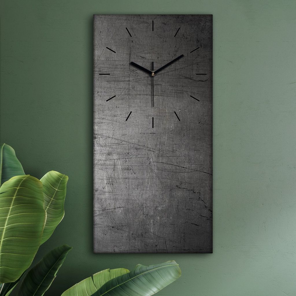 Wohnzimmer Leinwand Uhr Geräuschlos Küche 30x60 Metall, Stahl, Motive, Texture, schwarze Zeiger
